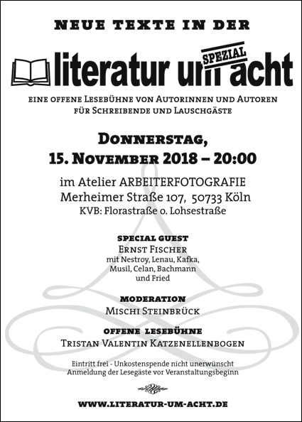 Literatur um 8 - 15.11.2018, Köln